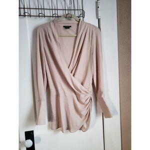 TROUVE WRAP‎ PLEADED SIDE BUTTON TAN BLOUSE SIZE S